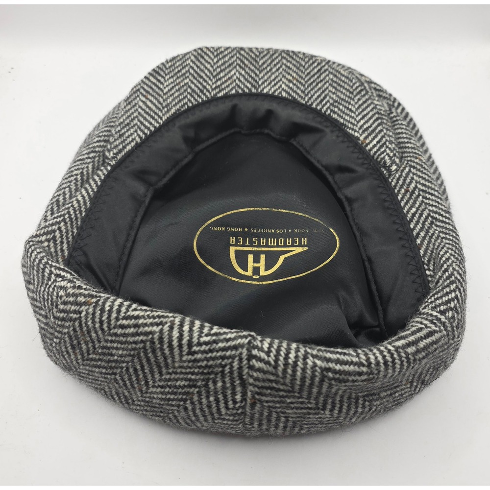 Headmaster Herringbone Flat Cap 6 7/8 Driver Gatsby Scully Hat - Picture 7 of 10